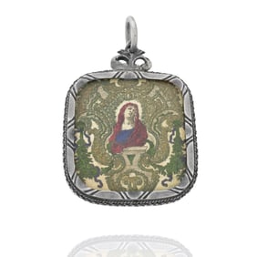 19C Spanish Silver Reliquary Pendant