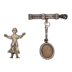 18/19th C Spanish Colonial Silver Pendant & Figure