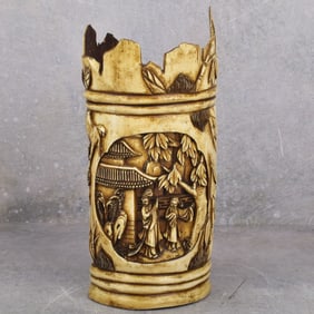 Antique Carved Chinese Tea Stained Tube