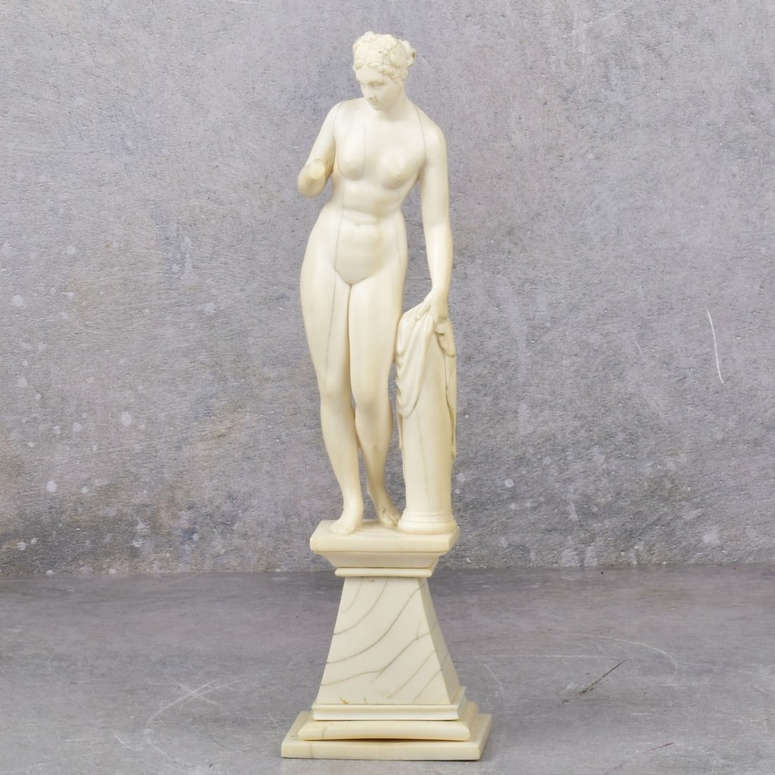 European Carved Figure: European Carved Figure of a Nude Standing , Measures: 8-7/8" H, 2-3/8" W, 1-7/8" D. We Will Not Ship This Item Outside of the State of Florida. Anyone Having This Item Shipped Must Have a Florida Addr