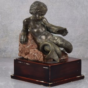 Merbaby Dolphin Bronze Figurine