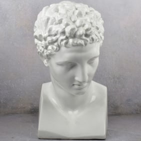 Large White Glazed Porcelain Head of Hermes