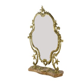 Rococo Style Bronze and Marble Vanity Mirror
