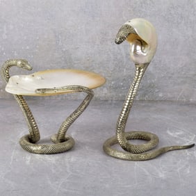 Vintage Arden Silver Plate Snake Sculptures