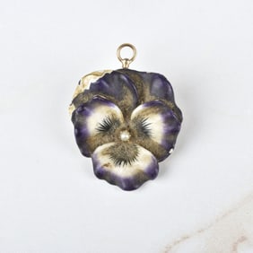 Enamel and 14K Pansy Pendant