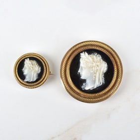 Onyx and 14K Pendant / Pins
