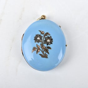 Enamel and 14K Photo Locket