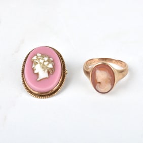 Agate and 14K Pin and Ring