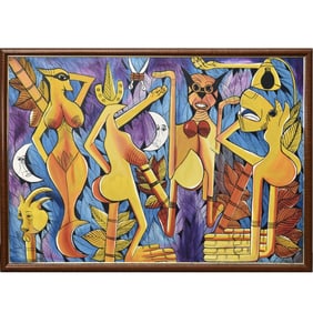 Abstract Figural Oil on Canvas Painting