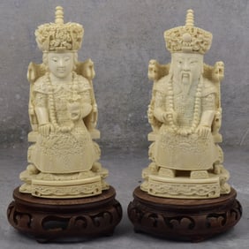 Antique Carved Chinese Emperor/Empress Figures