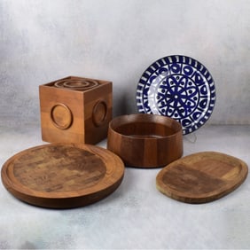Box Lot of Dansk Dark Wood Pieces