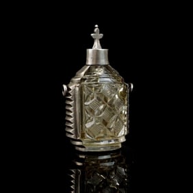 Antique Continental Metal & Glass Bottle