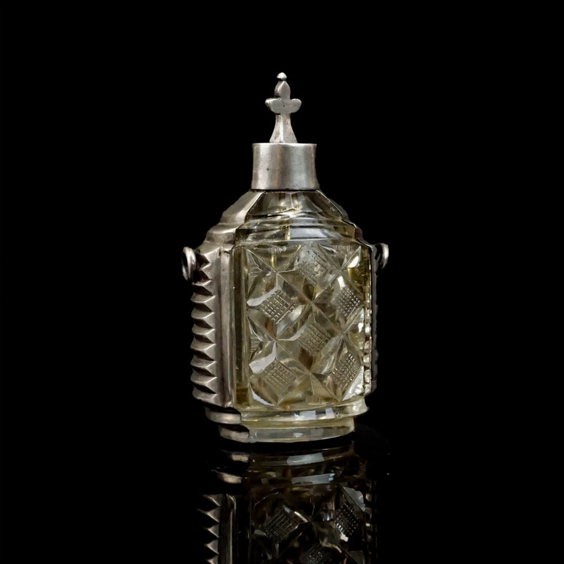 Antique Continental Metal & Glass Bottle (1 of 2)