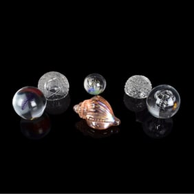 Six Vintage Assorted Glass Paperweights