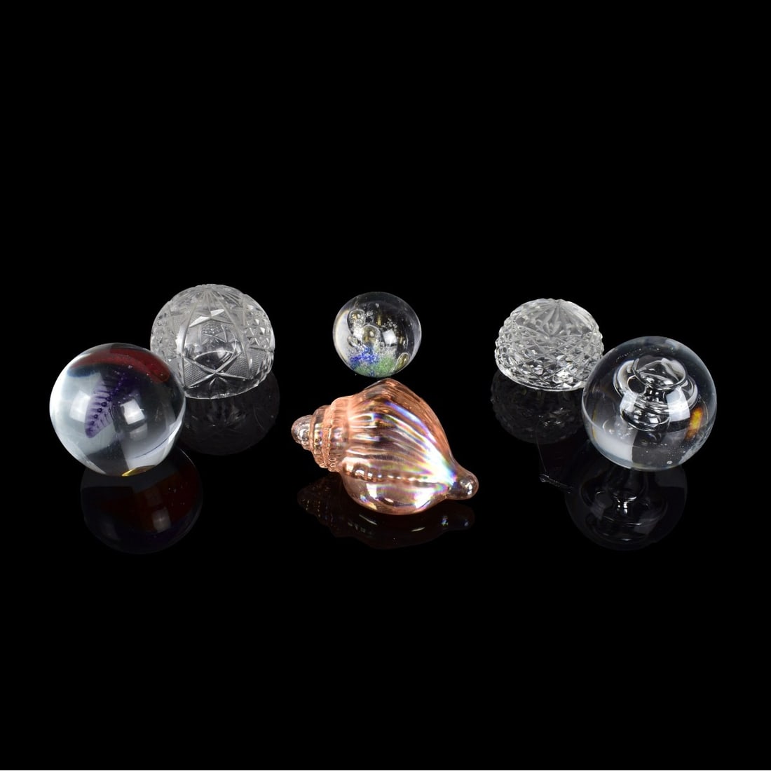 Six Vintage Assorted Glass Paperweights (1 of 3)