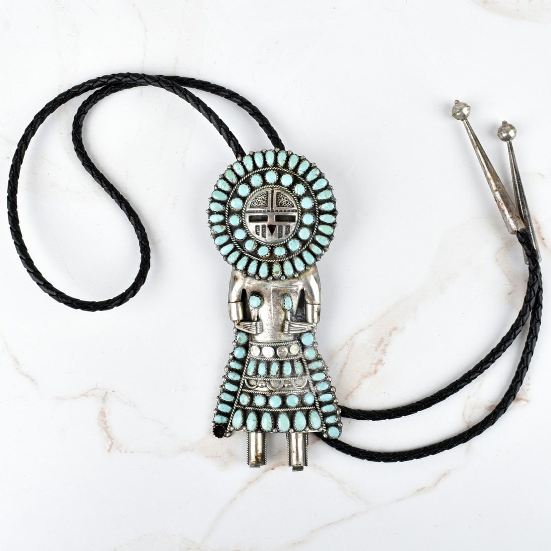 Navajo Turquoise and Silver Bolo Tie