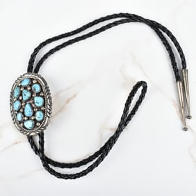 Native American Turquoise & Silver Bolo Tie