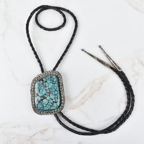 Navajo Turquoise and Sterling Bolo Tie