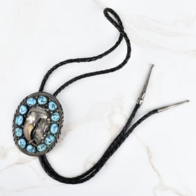 Navajo Turquoise, Bear Claw and Silver Bolo Tie