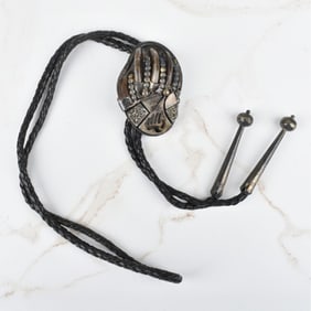 Native American Bear Claw & Silver Bolo Tie