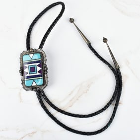 Navajo Hardstone and Silver Bolo Tie