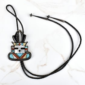 Navajo Hardstone and Silver Bolo Tie