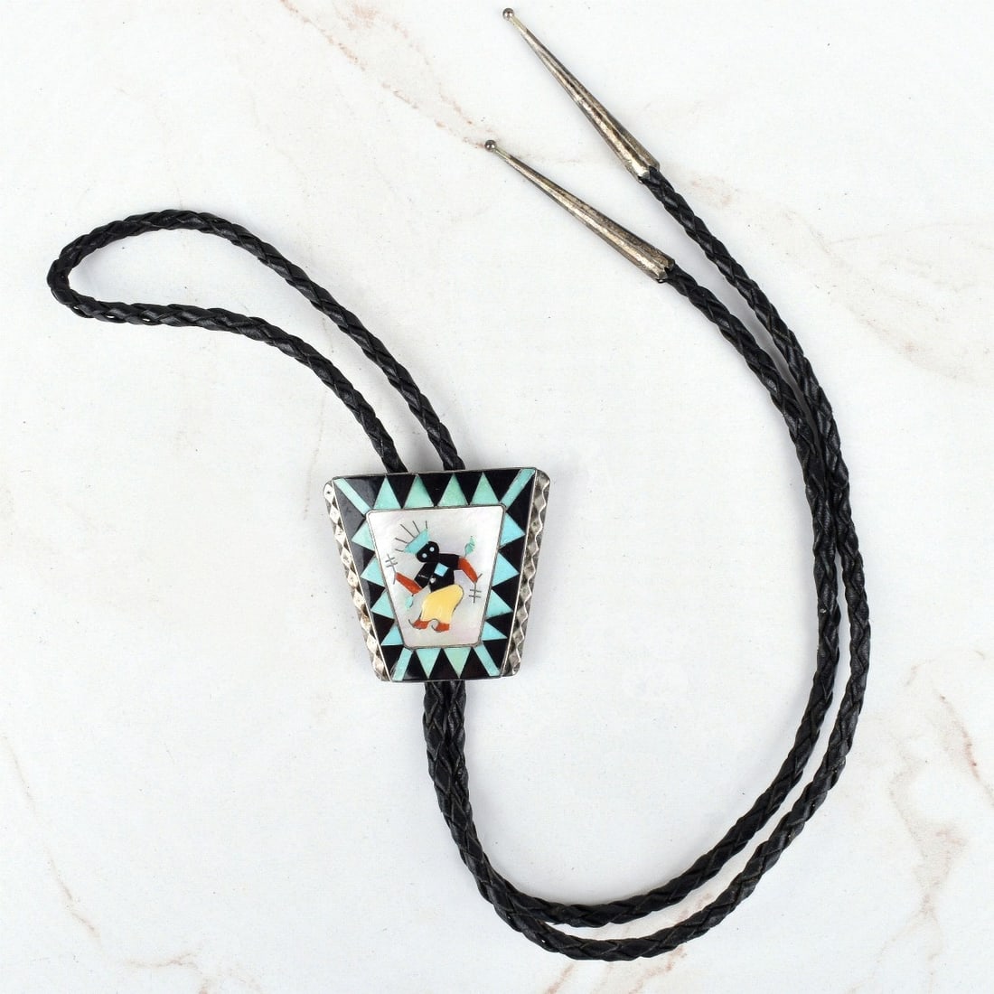 Native American Hardstone & Silver Bolo Tie (1 of 3)