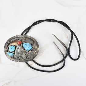 Navajo Hardstone and Silver Bolo Tie