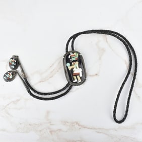 Zuni Kachina Silver Bolo Tie