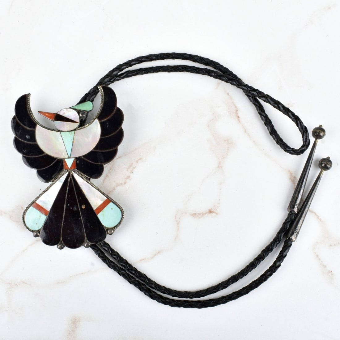 Zuni Hardstone and Silver Bolo Tie (1 of 3)
