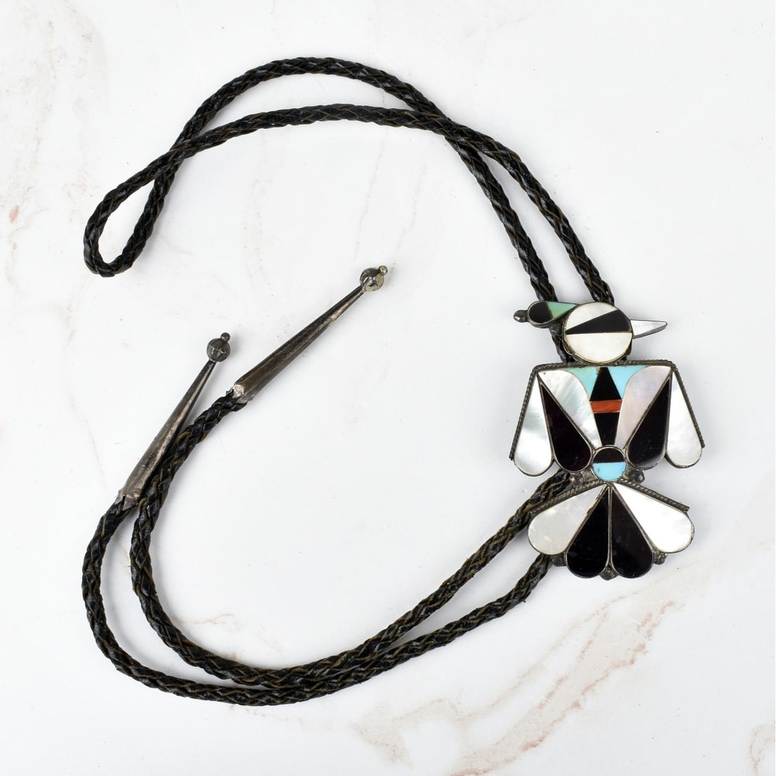 Zuni Hardstone and Silver Bolo Tie (1 of 3)