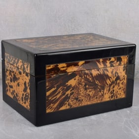 Large Faux Tortoiseshell Hinged Box and Lighter