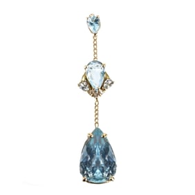 Aquamarine, Diamond and 14K Pendant
