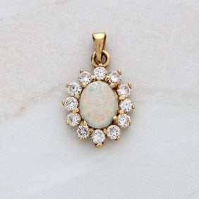 Opal, Sapphire and 14K Pendant