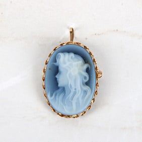 Onyx and 14K Cameo Pin / Pendant