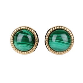 Malachite and 14K Earrings