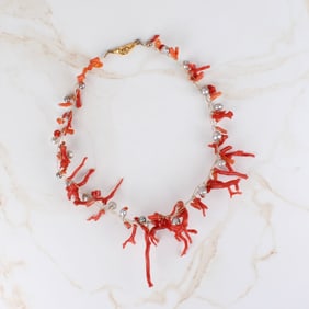Coral and Pearl Necklace