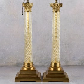 Mid-century Modern Neo-classical Glass Lamps