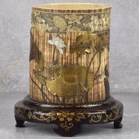 Rare 19th Century Japanese Shibayama Brush Pot