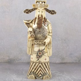 Vintage Chinese Fu Lu Carved Bone Statue