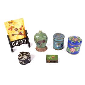 Oriental Cloisonne and Hardstone Tableware