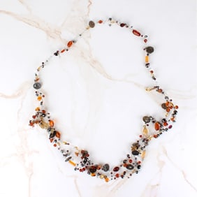 Quartz, Hematite and "Coin" Necklace