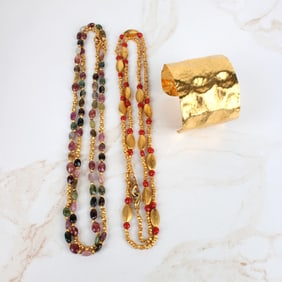 Hardstone Necklaces and Cuff Bracelet