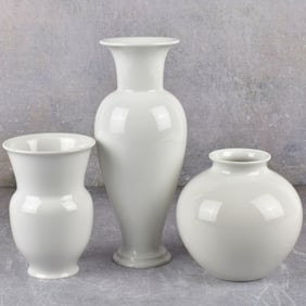 Vintage White KPM Berlin White Porcelain Vases