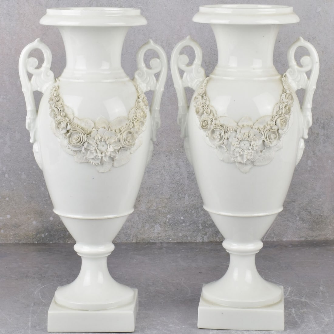 Vintage White Glazed Porcelain Urn Shape Vases (1 of 9)