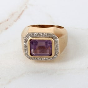 Amethyst, Diamond and 14K Ring