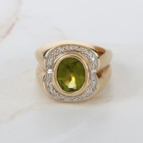 Peridot, Diamond and 14K Ring
