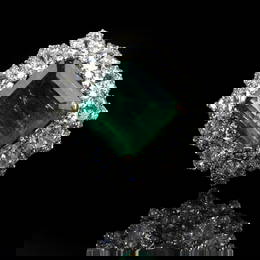 Bulgari Emerald, Diamond and Platinum Ring