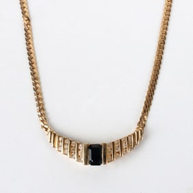 Sapphire, Diamond and 14K Necklace