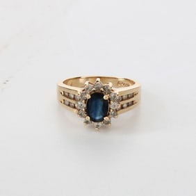 Sapphire, Diamond and 14K Ring